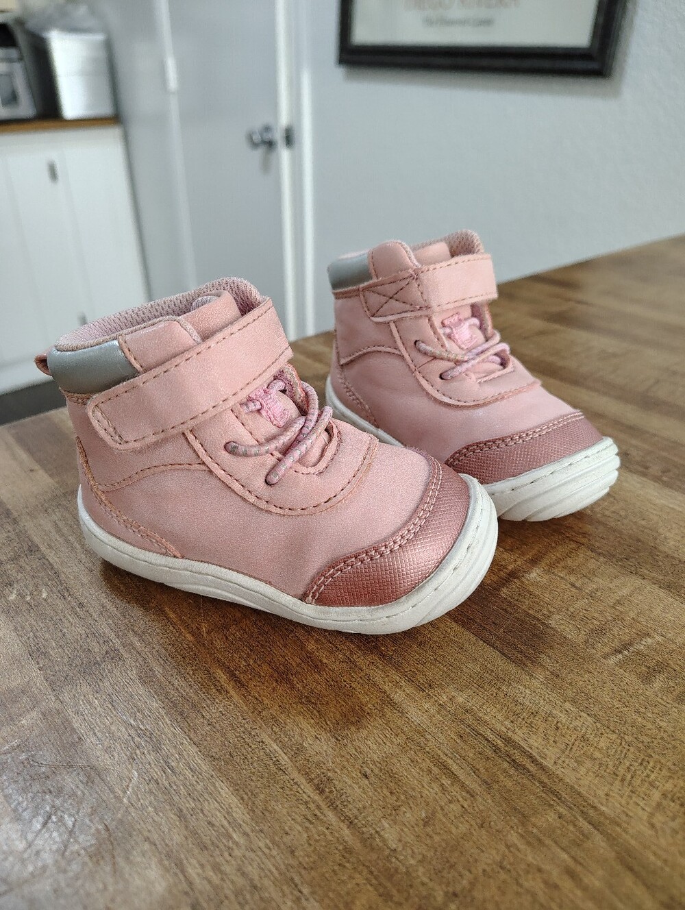 STRIDE RITE Surprise ARCHER Pink High-Top BOOTIES w/ Hook-&-Loop Strap Size 4